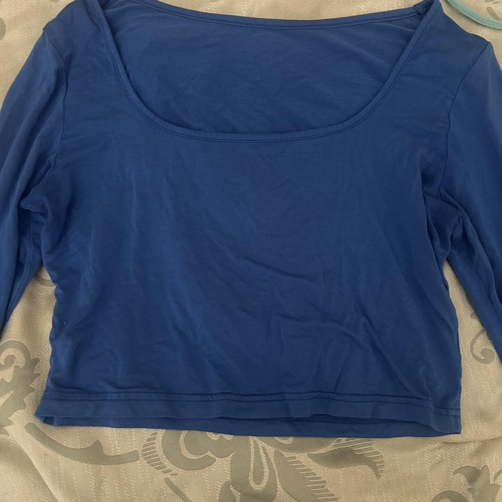 Elegant Blue Long Sleeve Women's Top